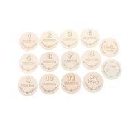 BIUDECO Cartes Commémoratives Accessoires Photo pour -nés, Design Rond Créatif de Grossesse Croissance en Bois, 1 Set Beige en Contreplaqué de Peuplier