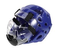 BIUDECO Casque Entraînement Taekwondo Bleu à Rembourrage Mousse, Protection Intégrale Respirante pour Garçon et Filles Système d'ajustement Personnalisé