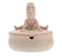 BIUDECO Cendrier Créatif Design Pierre Yoga Unique avec Couvercle Coupe-Vent en Résine Usage Polyvalent pour Salon et Bureau pour Fumeurs
