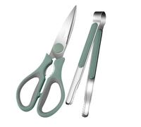 BIUDECO Ciseaux et Pinces Barbecue Inox Ergonomiques pour Viande et Légumes avec Manches Longs Anti-brûlure Usage Maison Buffet et Restaurant Set Vert