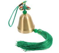 BIUDECO Clochette Vintage Laiton avec Nœud Chinois et Pompon Vert Décoration Suspendue pour Noël et Bricolage Charme Rustique et Symbolique