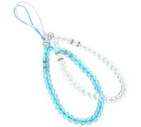 BIUDECO Cordons De Téléphone Portable En Perles Cristal Bleu Et Blanc, Chaîne Téléphonique Anti-perte Élégante, Lot De 2 Pièces, Décoration Mobile Légère Et Pratique, Accessoire Suspendre
