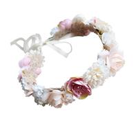 BIUDECO Couronne de Fleurs Beige Réaliste Serre-tête Floral Hawaïen pour Plage Guirlande Simulant Fleurs Naturelles Bandeau Cheveux pour Festivals Mariages et Séances Photo