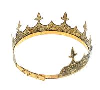 BIUDECO Couronne de Roi Ronde pour Homme en Alliage Couleur Ancien Or Tête d'Aigle Couronne de Bal de Promo et Adulte Accessoire Festif pour Mariage Halloween et Fête