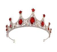 BIUDECO Couronne Mariage Garçon Fille Cristal Doré Rouge Diadème Bridal Tiara pour Mariée Accessoires Cheveux pour Anniversaire et Cérémonie