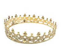 BIUDECO Couronne Royale Ronde en Alliage Doré Antique Accessoire de Cheveux Vintage pour Adultes Réglable et Confortable Couronne de Fête d'Anniversaire et Bal Costumé Coiffure