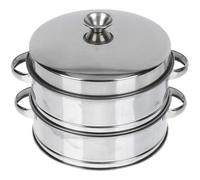 BIUDECO Cuiseur Vapeur Réutilisable avec Couvercle 2 Niveaux en Acier Inoxydable Panier Vapeur Solide pour Légumes et Petits Pains, Cuisine et Hôtels