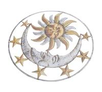 BIUDECO Décoration Murale Soleil et Lune en Fer Jaune, sans Décoloration ni Déformation, pour Balcons et Cours, Ornement Mural Extérieur Élégant et Solide
