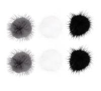 BIUDECO Décorations D'ongles Accessoires Nail Art Noir Blanc Gris Lot de 6 Pompons Magnétiques Détachables, Petites Boules de Fourrure Synthétique pour Manucure Créative et Festival