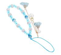 BIUDECO Dragonne de Téléphone Portable Bracelet Perlé Fleur avec Pendentif Cristal Robuste Lanière Poignet Décorative pour Clés et Porte Accessoire DIY pour Smartphone
