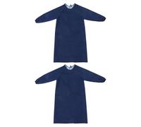 BIUDECO Ensemble de 2 Tabliers Cuisine Imperméables et Résistants à L'huile, Manches Longues, Couleur Bleu Foncé, Réversibles, Lavables en Machine, Cuisine, Jardinage et Atelier,