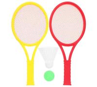 BIUDECO Ensemble de Raquettes en Plastique pour Tennis et Badminton 4 Pièces 2 Balles Couleurs Aléatoires Rouge Jaune Vert Jeu Éducatif Parent-Garçon et Filles pour Couleur Aléatoire