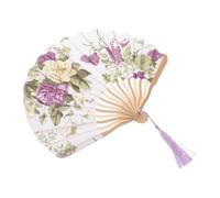 BIUDECO Éventail Pliant Vintage Chinois pour Femme Éventail à Main Peint Main avec Motifs Floraux Accessoire Élégant pour Mariage Danse et Cérémonie avec Housse Tissu
