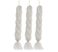 BIUDECO Extensions de Cheveux Synthétiques pour Tresses Réalistes Haute Température Lot de 3 Design de Grandes Nattes Couleur Blanc pour Cosplay et Fêtes