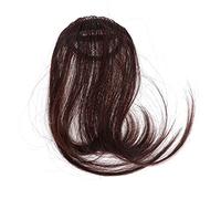 BIUDECO Fausse Frange Clip Marron Foncé Résistante Chaleur Extensions Cheveux Faciles à Coiffer Style Naturel Mat Coupe Ajustable