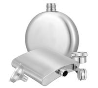 BIUDECO Flasque Whisky Acier Inoxydable avec Entonnoir Portable Étanche pour et Liqueur Ensemble Rond et Carré Camping Randonnée