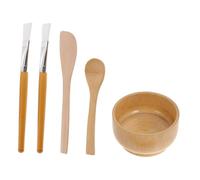BIUDECO Kit de Masque Visage Bois Naturel avec Bol Cuillère et Brosse Outils DIY pour Application et Mélange Soin Esthétique Coupelle Bois Sans Odeur et Facile à Nettoyer