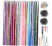 BIUDECO Kit de Tressage de Cheveux Brillants avec Accessoires Mèches de Cheveux Décoratives Temporaires