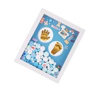 BIUDECO Kit Empreinte Naissance Bébé Cadre Photo Souvenir en Acrylique Or, Coffret Présent Naissance Garçon pour Décoration Murale ou Cadre Debout