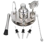 BIUDECO Kit Shaker à Cocktail Professionnel Accessoires de Bar Argentés en Acier Inoxydable 12 Pièces Complet pour Préparation de Boissons et Tea pour Maison et Bar