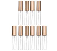 BIUDECO Lot de 10 Flacons Vaporisateurs Portables en Verre Transparent 5 Ml Pulvérisateur Rechargeable Doré Étanche Petit Flacon Vaporisateur pour Parfum et Eau Cosmétique Voyage et