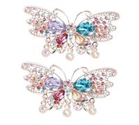 BIUDECO Lot de 2 Barrettes à Cheveux en Cristal à Ressort, Taille Moyenne, Coloris Motif Multicolore, Pinces pour Queue de Cheval, Accessoires Coiffure Femme pour Soirées et Usage