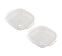 BIUDECO Lot de 2 Boîtes à Lunch en Plastique Compatibles Micro-Ondes et Réfrigérateur Boîtes de Conservation des Aliments Plateau Vapeur Intégré pour Repas Froids et Chauds