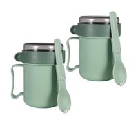 BIUDECO Lot de 2 Bols à Flocons D'avoine Micro-ondes avec Cuillères, Gobelets Alimentaires Portables en Plastique Solide, Couvercles Étanches, pour Petit-déjeuner, Voyages et En-cas