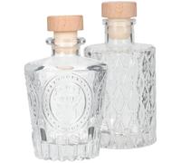 BIUDECO Lot de 2 Bouteilles en Verre Transparentes Style Pilier Romain, Légères et Solide, Bouteilles Réutilisables pour Décoration et Stockage Alimentaire