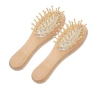 BIUDECO Lot de 2 Brosses Démêlantes Mini Airbag 12x4,5 Cm en Bambou Naturel pour Massage du Cuir Chevelu Antistatique Voyages Usage Mixte