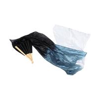 BIUDECO Lot de 2 Éventails de Danse en Polyester 18 M Voile Dégradé Noir-Gris-Blanc Pliables 16 Baleines pour Danse Classique Spectacles et Performances Traditionnelles