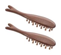 BIUDECO Lot de 2 Peignes de Massage en Bois de Santal Naturel Peigne Ovale Forme Baleine à 22 Dents Larges Brosse de Soin et Démêlage du Cuir Chevelu pour Usage Quotidien