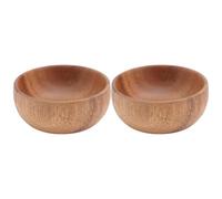 BIUDECO Lot de 2 Plateaux en Bois D’Acacia 8X35 CM Assiettes Rondes Polyvalentes pour Salade et Fruits Coupe à Fruits en Bois Naturel Cuisine Domestique et Hôtelière