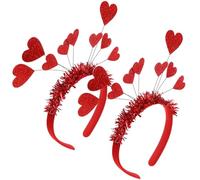 BIUDECO Lot de 2 Serrage-Têtes Rouges 9 Cœurs Décoratifs Accessoires de Coiffure Saint-Valentin Taille pour Garçon et Filles pour Fêtes Mariages et Soirées