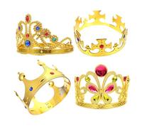 BIUDECO Lot de 4 Couronnes en Plastique Strass pour Garçon et Filles Accessoires Coiffure Fête D’Anniversaire Couronne D’Anniversaire Brillante et Légère pour Déguisement et Cosplay