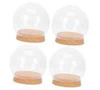 BIUDECO Lot de 4 Dômes en Verre Transparent Bouchon en Liège Ø12 CM pour Couverture de Fleurs Éternelles Décoration Créative de Bureau et Accessoires Artisanaux pour Maison et Fête