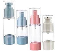 BIUDECO Lot De 4 Flacons à Pompe Airless 30 Ml Et 15 Ml, Distributeurs Vaporisateurs Et Contenants De Lotion Rechargeables, Matériau As Léger, Pour Soins De Voyage Et Cosmétiques Portables