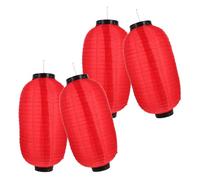 BIUDECO Lot de 4 Lanternes Japonaises Suspendues 45X25 CM en Tissu Imperméable Rouge Abat-Jour Pliable pour Décoration Intérieure et Extérieure de Restaurant Jardin Fête Traditionnelle