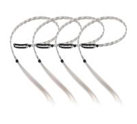 BIUDECO Lot de 4 Perruques Synthétiques Tressées à Clips pour Queue de Cheval Style Double Queue de Cheval Tressée Couleur Blanc Thé Gris Légères et Naturelles pour Sportives et