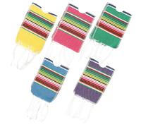BIUDECO Lot de 5 Housses pour Bouteilles en Coton à Rayures Arc-en-Ciel, Mini Ponchos Mexicains Colorés pour Décoration de Fête Cinco de Mayo, Couvre-Bouteilles Résistants