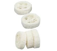 BIUDECO Lot de 5 Porte-Savons en Luffa Naturel 5-7 CM Diamètre Épaisseur 1 CM Coussinets Exfoliants Polyvalents pour Salle de Bain et Rangement Ménager Tapis Porte-Savonnette