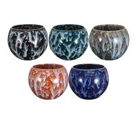 BIUDECO Lot de 5 Tasses à Thé en Céramique Style Rétro Design Émaux Céladon Taille Moyenne Coffret Présent Multifonction pour Cérémonie du Thé Usage Domestique