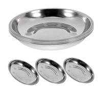 BIUDECO Lot De 6 Assiettes Rondes En Inox 18 Cm, Plateau Barbecue Profond Antidérapant, Récipient Alimentaire Cuisine Pour Buffet, Repas Chauds Et Froids