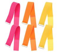 BIUDECO Lot de 6 Bandes Élastiques de Course à 3 Jambes - Sangles Colorées Rouge, Jaune et Orange - Accessoires pour Courses de Relais, Jeux en Plein Air et Activités Sportives D’équipe