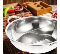 BIUDECO Marmite à Double Compartiment Acier Inoxydable Faitout Séparateur pour Hot Pot Domestique Compatible Cuisinières Gaz et Induction et Facile à Nettoyer