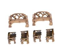 BIUDECO Mini Chaises Décoratives en Résine pour Jardin Miniature Lot de 6 Set de Pièces 2 Bancs Miniatures 4 Chaises Individuelles Modèle de Mini-Maison et Décoration de Maison de Poupée
