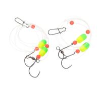 BIUDECO Montages de Pêche en Surfcasting 2 Pièces 100 Cm Flottant Jaune-Vert Hameçon Double Acier Inoxydable 13,6 Kg Résistance Émerillon Agrafe pour Pêche en Mer et Eau Douce