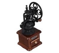 BIUDECO Moulin à Café Manuel en Bois Manivelle, Broyeur la Cuisine Noir, Base en Bois Tiroir, pour Camping et Usage Domestique