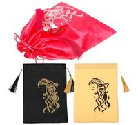 BIUDECO Paquet à Perruques en Satin Doux Lot de 3 Cordon de Serrage pour Rangement Léger Voyage et Usage Quotidien Couleurs Noir Fuchsia et Or