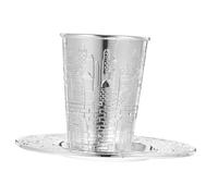 BIUDECO Passover Wine Cup and Saucer Set Delicate Shabbat Tray Zinc Alloy Holiday Celebration Gift